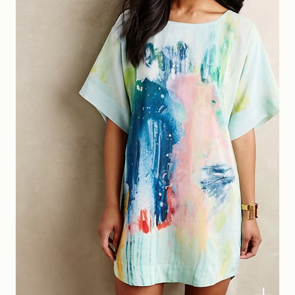 Anthropologie Tops - Anthropologie Maeve painted silk tunic dress